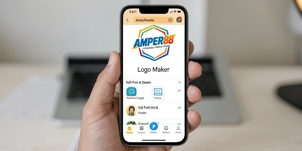 Antarmuka AMPER88 yang menarik untuk desain logo.
