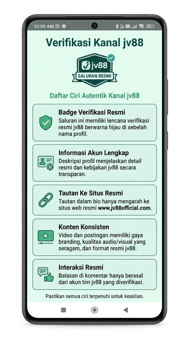 Tampilan kanal resmi jv88
